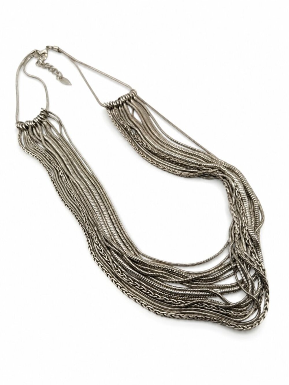 Waterfall chain necklace Coldwater Creek Silver braided rope 25'
